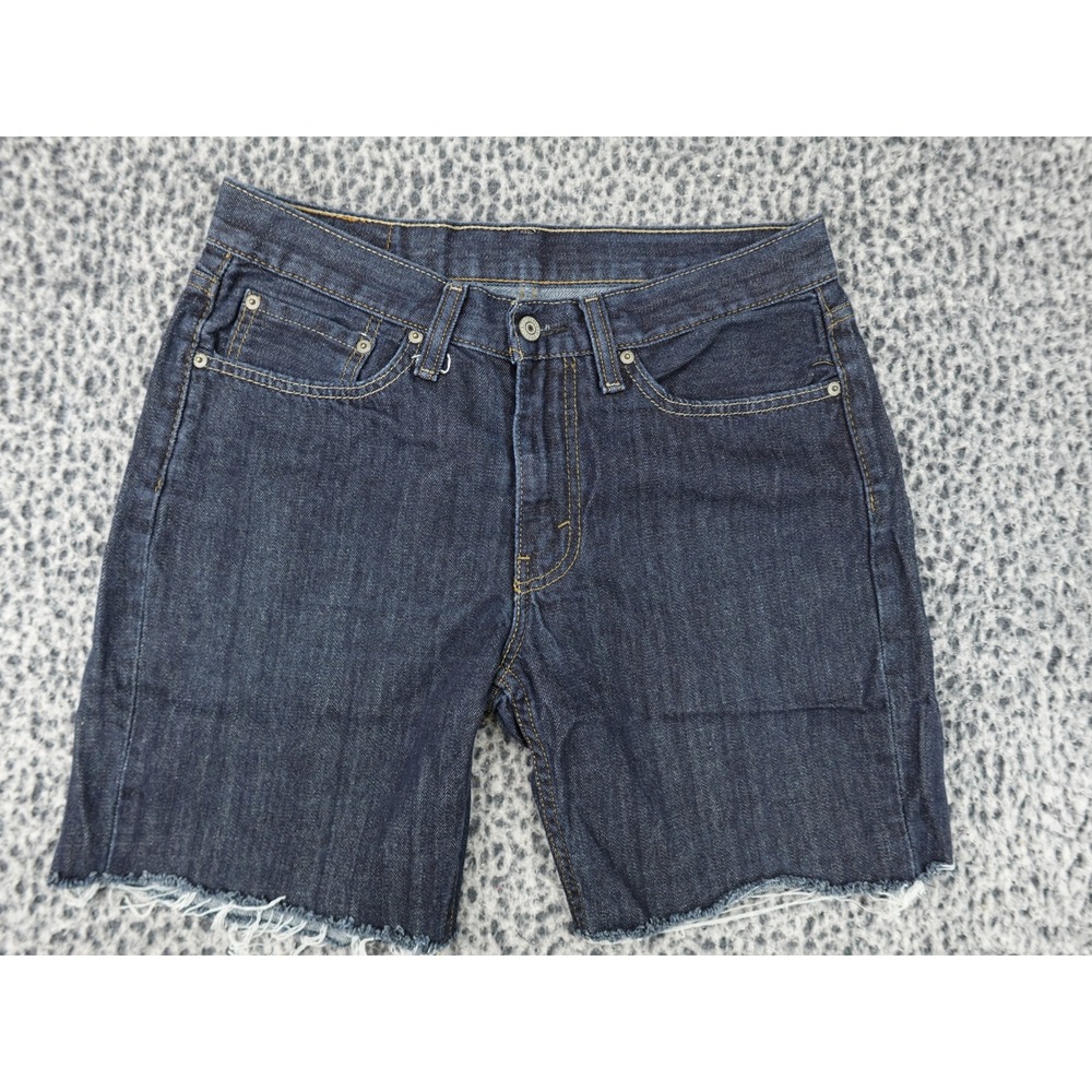 Levi's 514 Cutoff Shorts Mens 32 Dark Wash Blue Raw Hem‎ Distressed Jorts